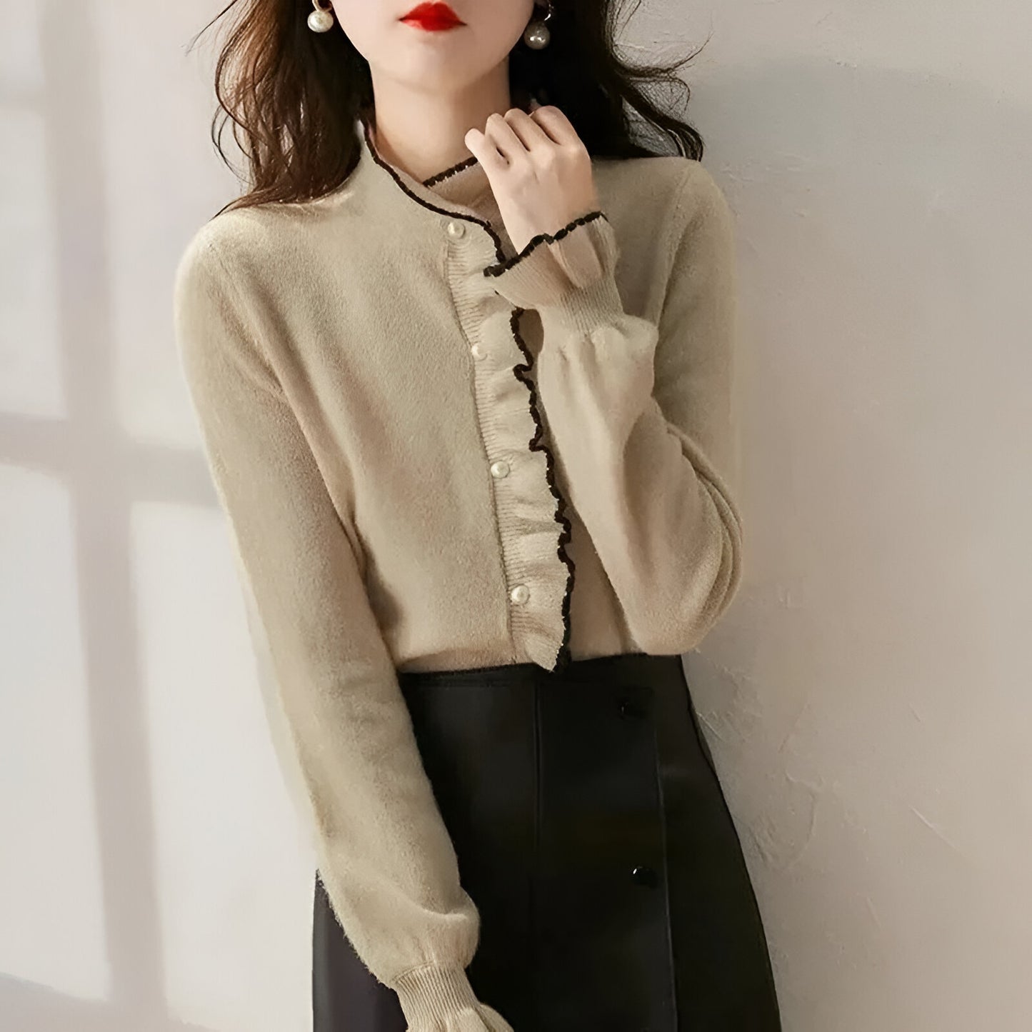 Pearl Button - Ruffle Cardigan