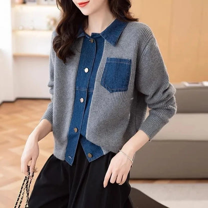 Hybrid Knit - Denim Cardigan
