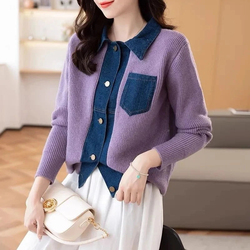 Hybrid Knit - Denim Cardigan